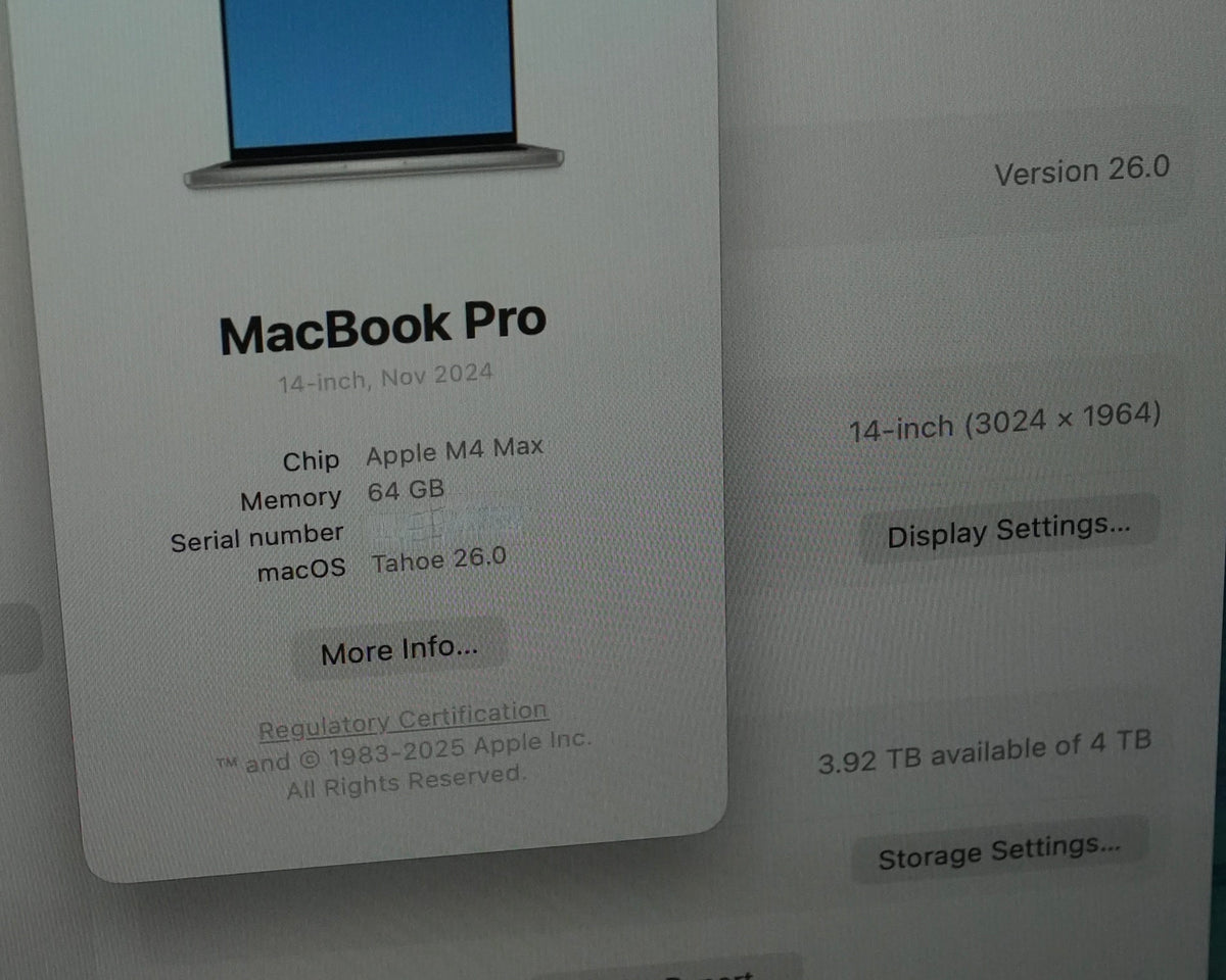 Apple 14" MacBook Pro (M4 Max, Silver) 64GB / 4TB  Laptop - Z1FB000P0